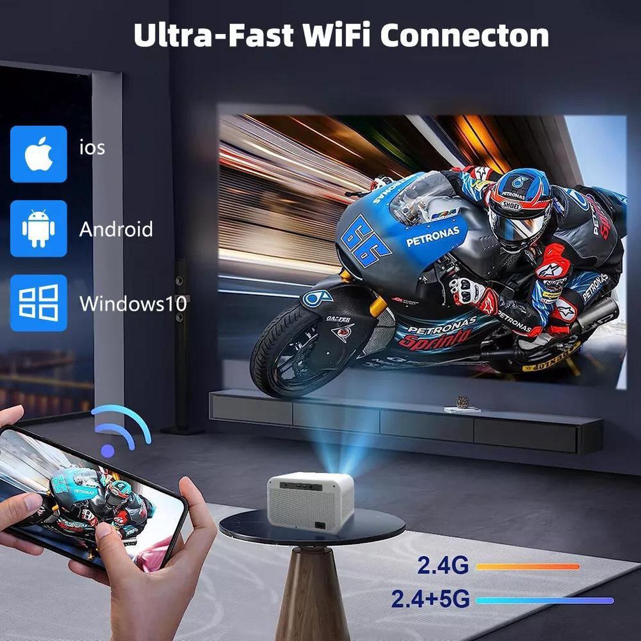 Alt view image 3 of 7 - Mini Projector 20000 Lumen LED 1080P WiFi Bluetooth Portable Home Theater Video