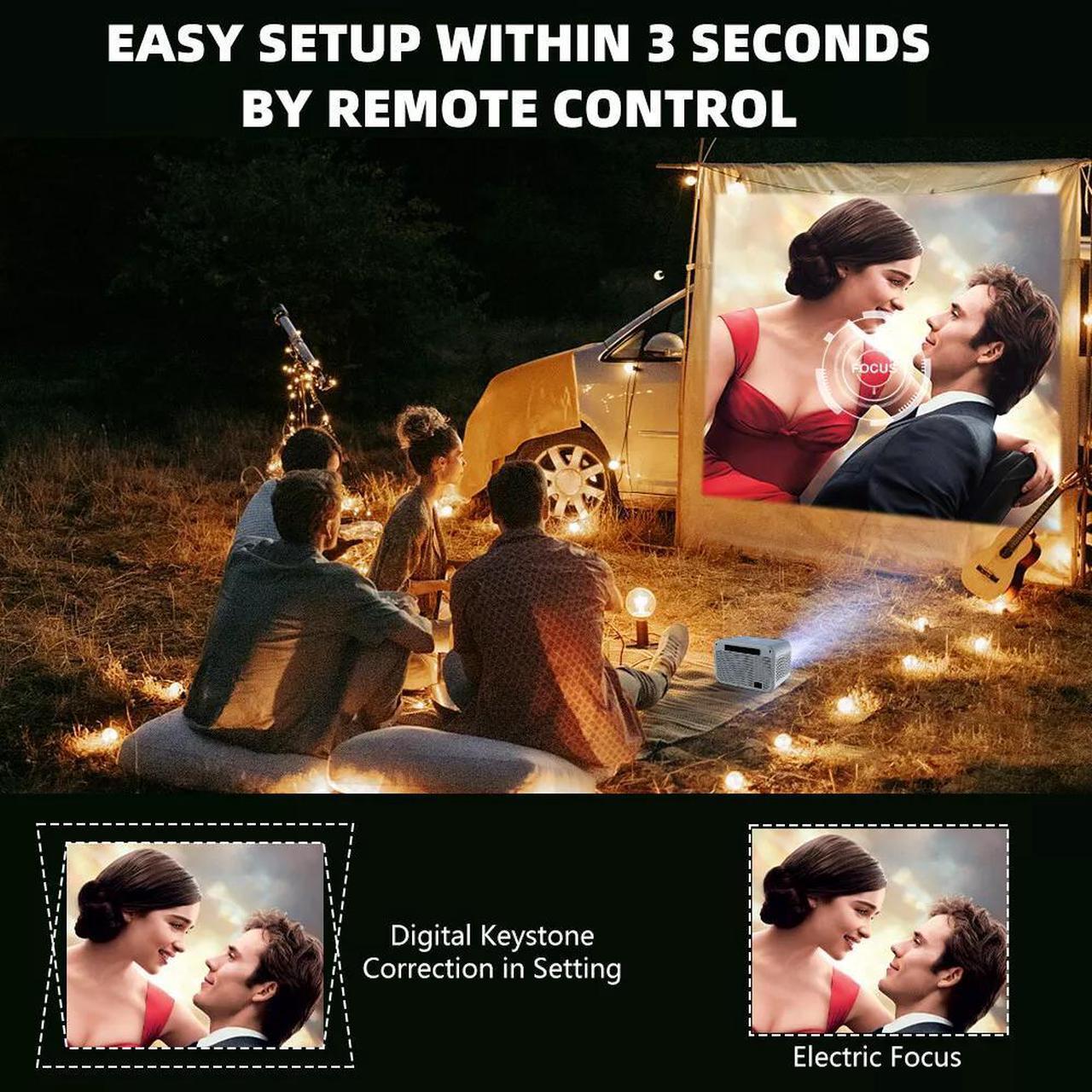 Alt view image 6 of 7 - Mini Projector 20000 Lumen LED 1080P WiFi Bluetooth Portable Home Theater Video
