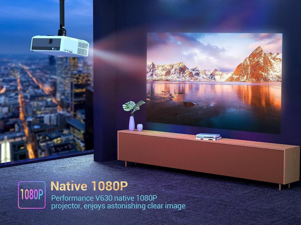 Alt view image 3 of 7 - Vankyo Performance V630 NATIVE 1080p Home Theater LED Projector 7000:1 - White