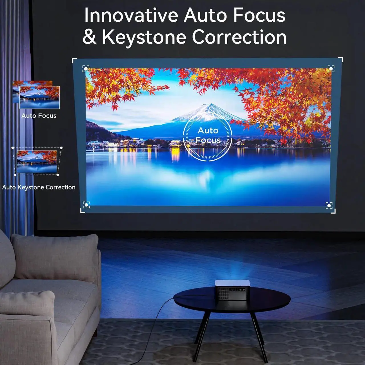 Alt view image 4 of 7 - Real 4K Projector 60000LMS 3D 5G WiFi Auto Focus Video Home Theater 300" Display