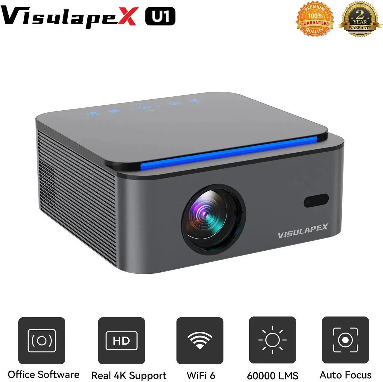 Main image of Real 4K Projector 60000LMS 3D 5G WiFi Auto Focus Video Home Theater 300" Display
