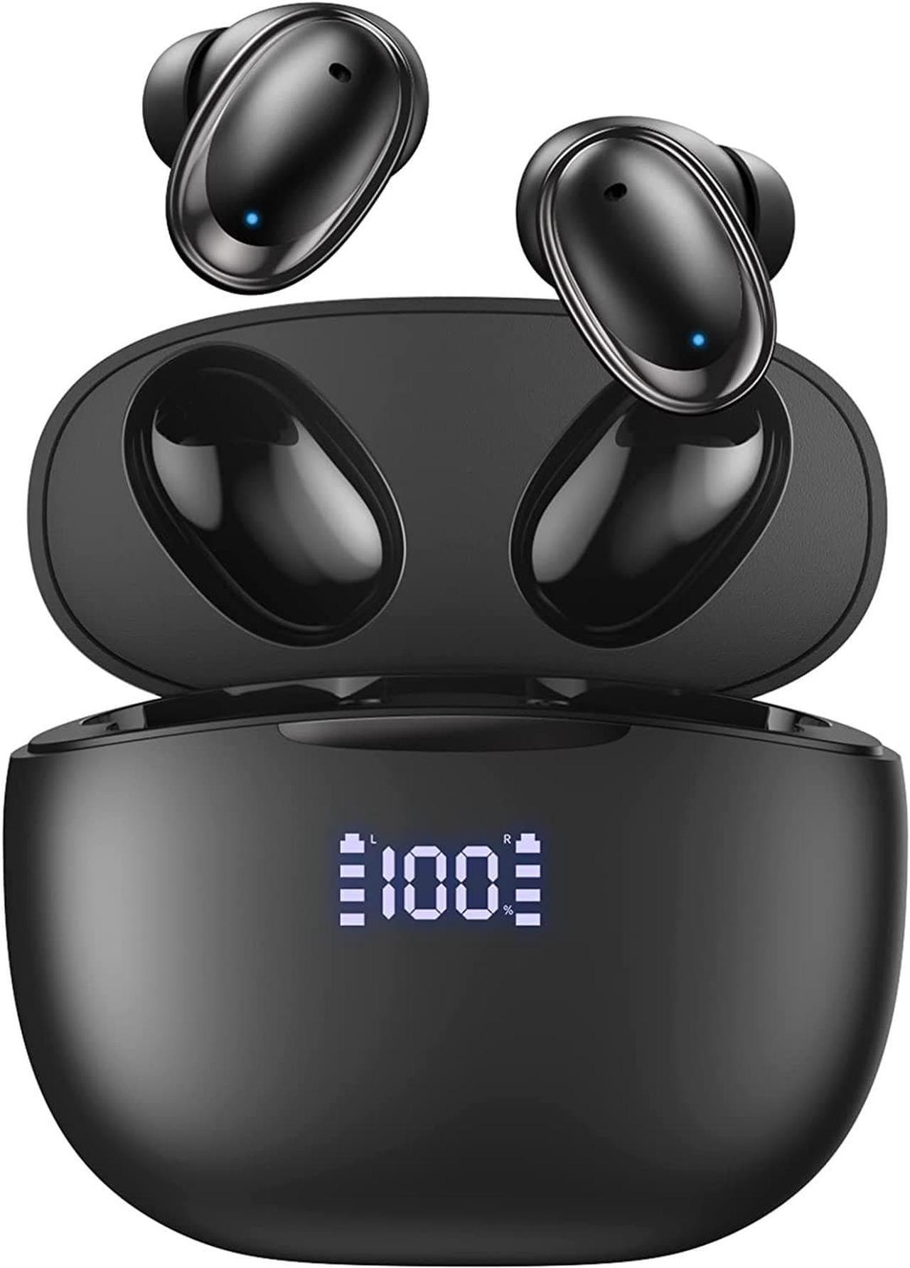 Wireless Earbuds Bluetooth, 4 Mics Noise Cancelling Bluetooth Earbuds with LED Display Charging Case, Touch Control TWS Headphones, Waterproof in-Ear Stereo Earphones Wireless for iPhone Android