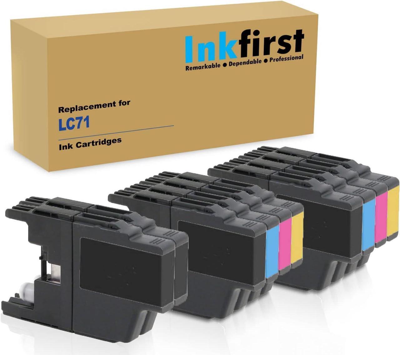 10 Inkfirst® Ink Cartridges LC71BK LC75BK, LC71C LC75C, LC71M LC75M, LC71Y LC75Y Compatible Remanufactured for Brother LC71 LC75 Black, Cyan, Magenta, Yellow (2 Set + 2 Black)