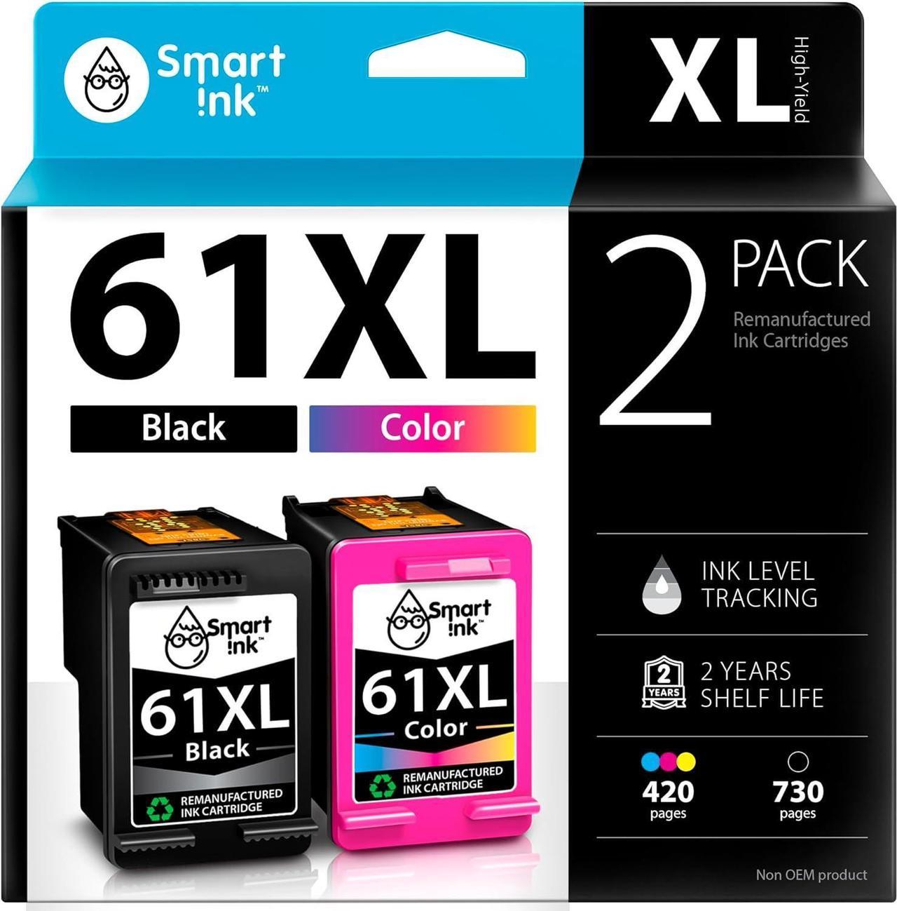 Smart Ink Remanufactured Ink Cartridge Replacement for HP 61XL 61 XL 2 Combo Pack to use with HP Envy 4500 5530 Deskjet 1000 1050 1512 1513 2540 2542 2549 3510 3050 3050A 4630 5530 (Black & Color)