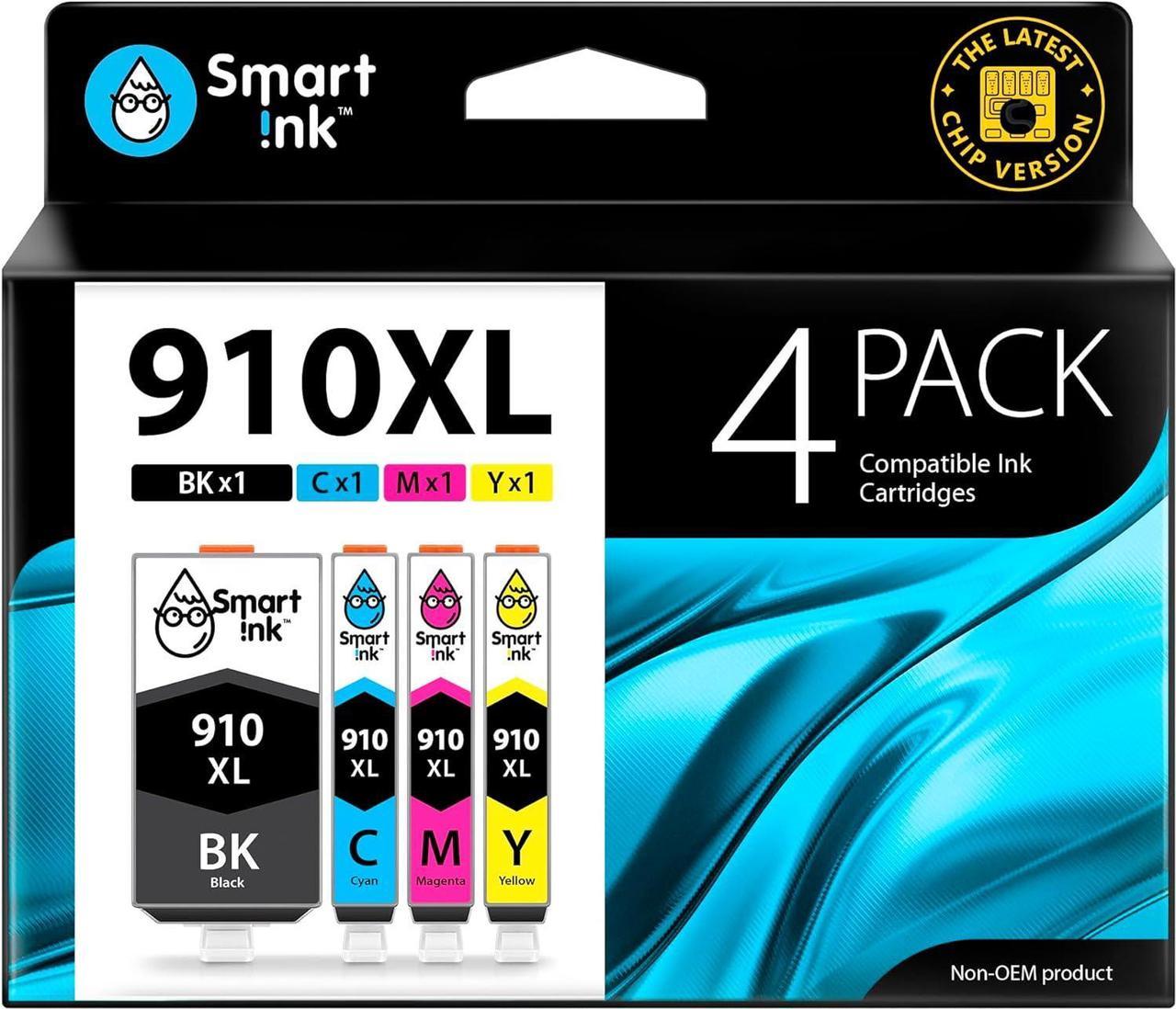 Smart Ink Compatible Ink Cartridge Replacement for HP 910XL 910 XL (Black XL & C/M/Y XL 4 Combo Pack) to use with Officejet Pro 8025 8020 8028 8035 8023 Officejet 8022 8010 8015