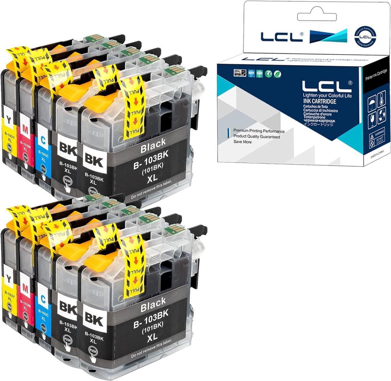 LCL Compatible for Brother LC101 LC101XL LC-103 LC103 XL LC103XL LC103BK LC103C LC103M LC103Y (10-Pack 4Black 2Cyan 2Magenta 2Yellow) Ink Cartridge for Brother DCP-J132W DCP-J152W DCP-J172W