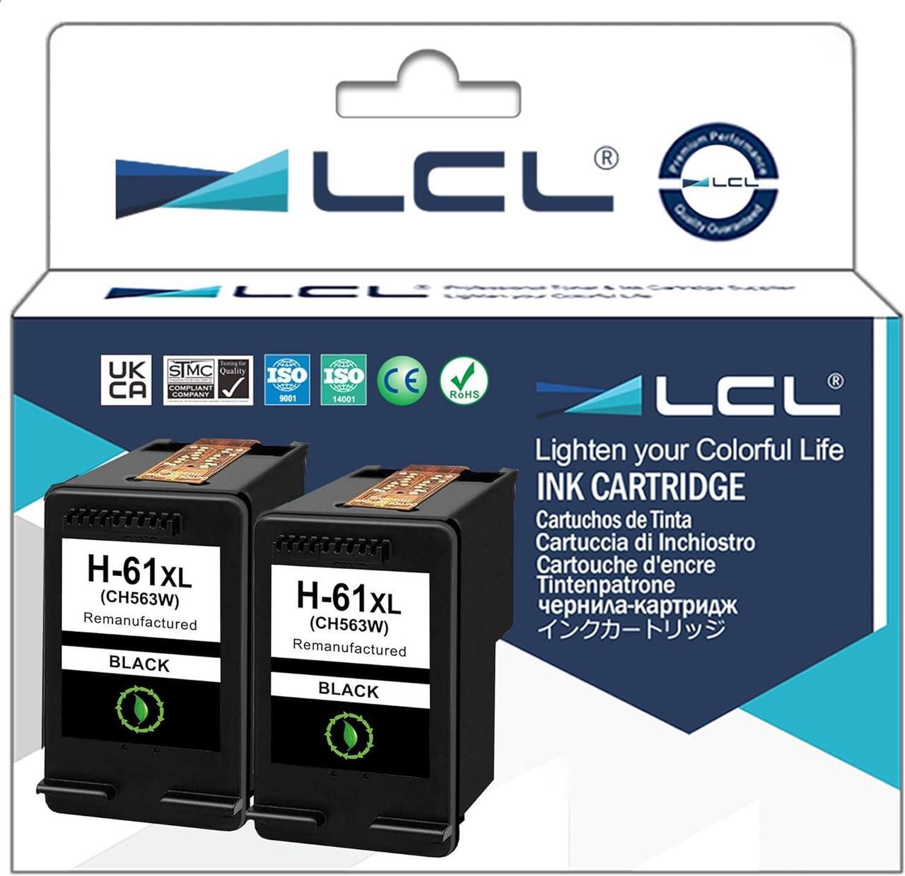 LCL Remanufactured for HP 61XL CH563WN (2-Pack Black) Ink Cartridge for HP Deskjet D1000 1050 2000 2050 2510 3000 3050 3052 3054 3540 1010 1510 2540 Envy4500 5530 Officeiet 4630