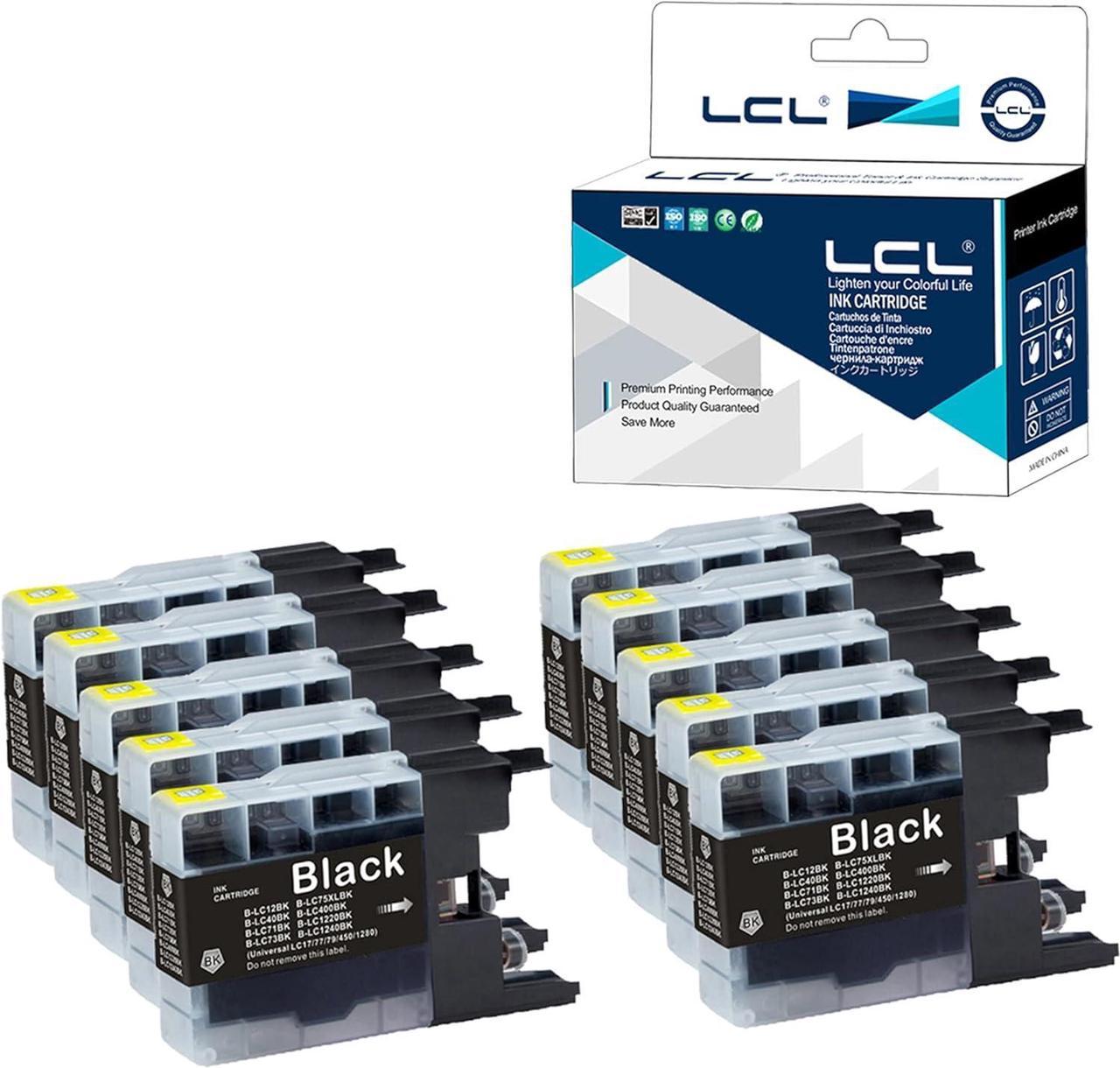 LCL Compatible for Brother LC71 LC75 LC71BK LC75BK LC752PKS (10-Pack Black) Ink Cartridge for Brother MFC-J5910DW MFC-J6510DW MFC-J6710DW MFC-J6910DW MFC-J280W MFC-J625DW MFC-J825DW MFC-J860DN