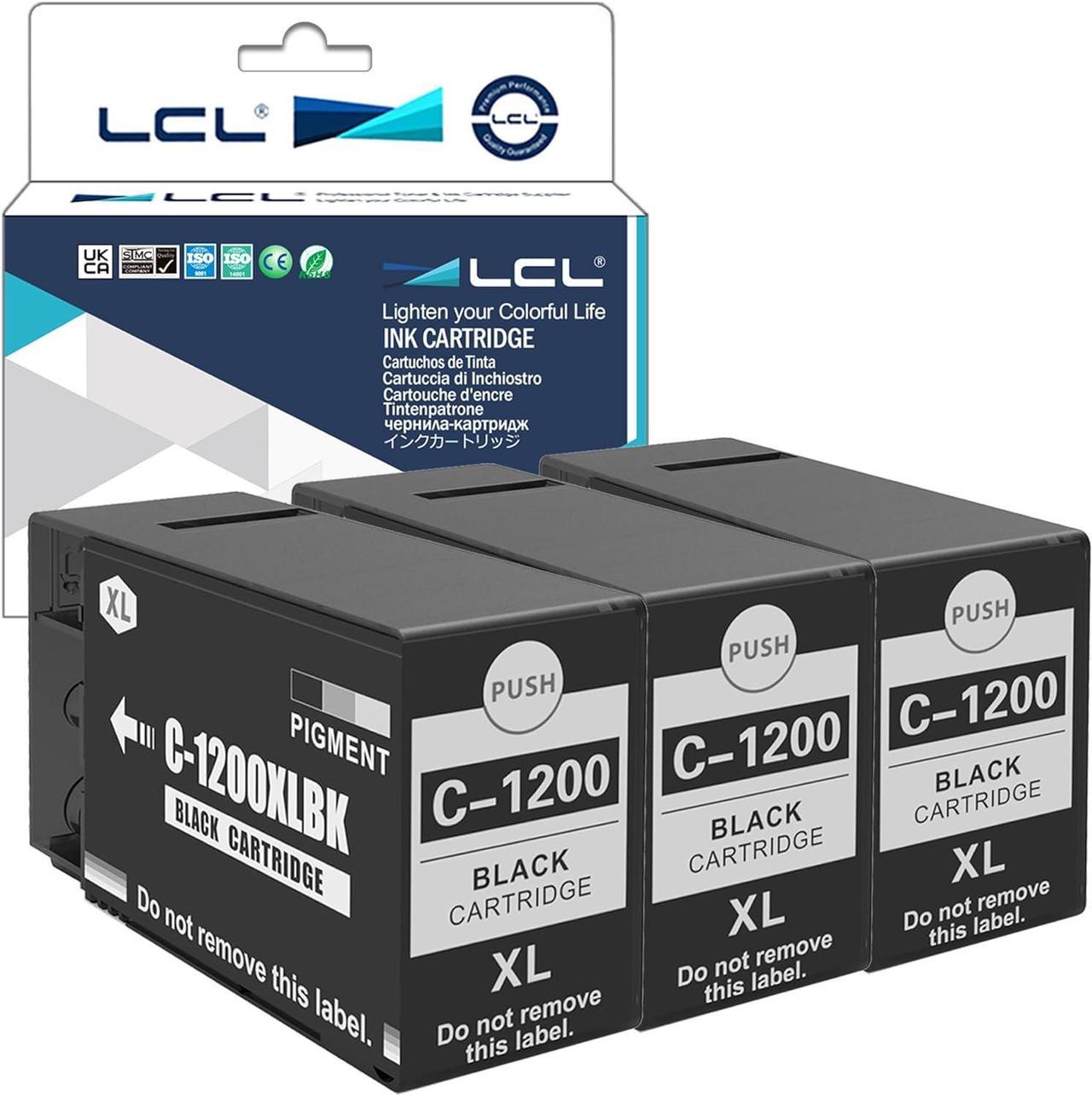 LCL Compatible for Canon PGI-1200 PGI-1200XL PGI-1200XLBK (3-Pack Black) Pigment Ink Cartridge for Canon Maxify MB2720 MB2350 MB2320 MB2120 MB2050 MB2020