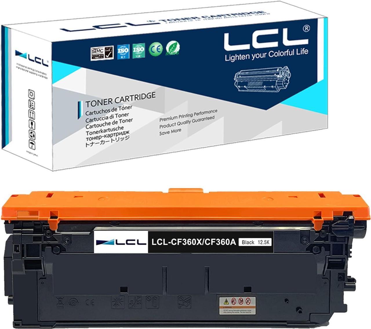 LCL Remanufactured for HP 508X 508A CF360A CF360X 12500 Pages (1-Pack, Black) Toner Cartridge HP M553 M577 Color LaserJet Enterprise M552dn M553dn M553n M553x M577c MFP M577Z MFP M577dn MFP M577f MFP