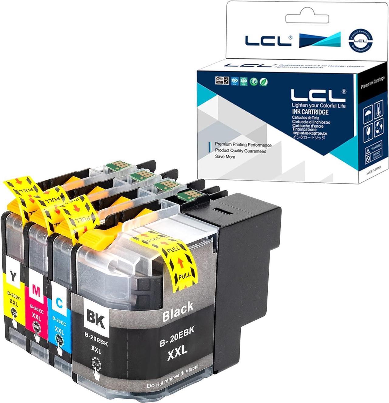 LCL Compatible for Brother LC20E LC20EBK LC20EC LC20EM LC20EY XXL (4-Pack,Black Cyan Magenta Yellow) Ink Cartridge for MFC-J5920DW MFC-J985DW MFC-J775DW