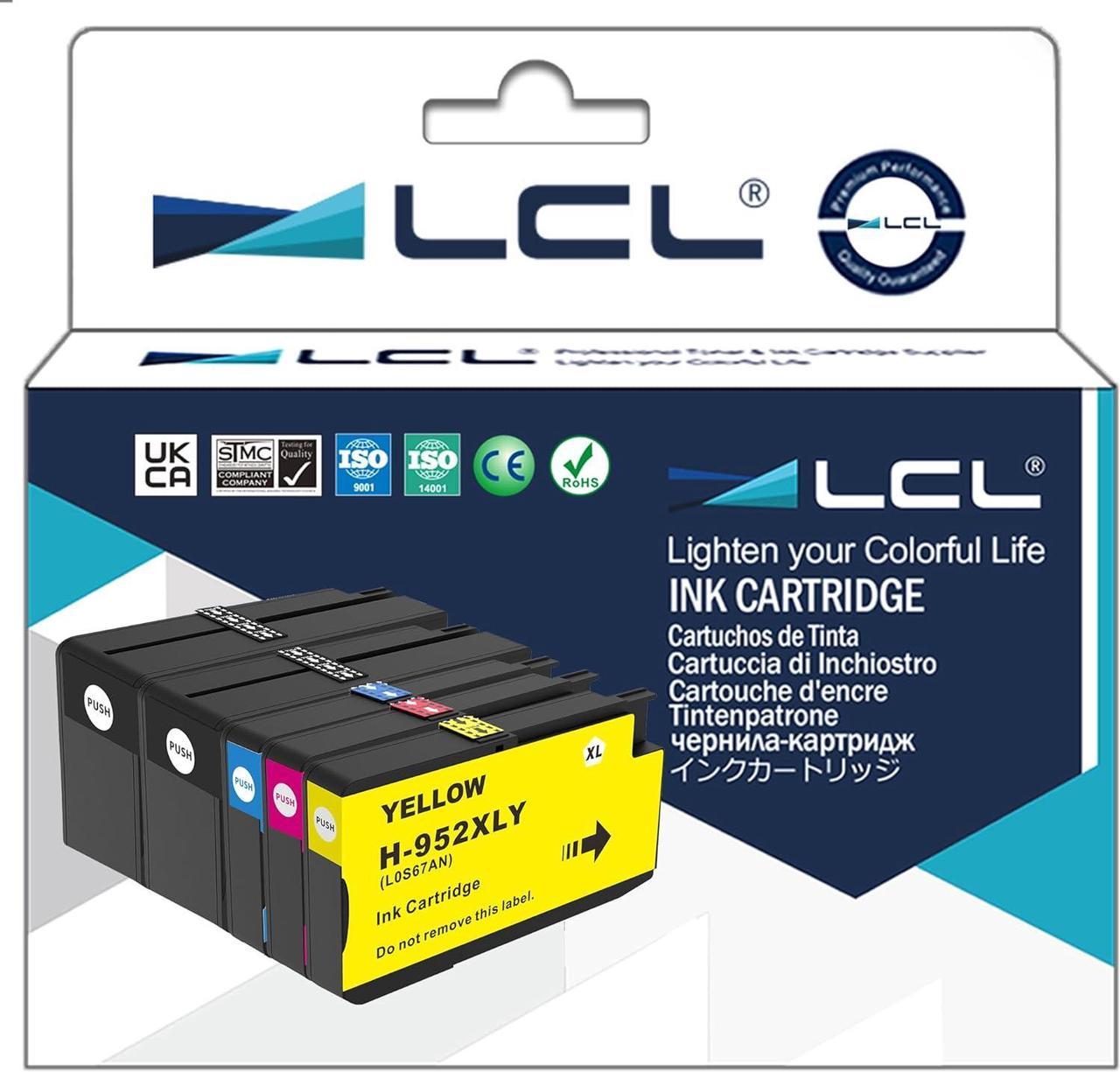 LCL Compatible for HP 952 XL 952XL 952 F6U15AN F6U19AN L0S61AN L0S64AN L0S67AN High Yield (5-Pack, 2Black Cyan Magenta Yellow) Ink cartridges for HP OfficeJet Pro 7730 8718 8719 8732M