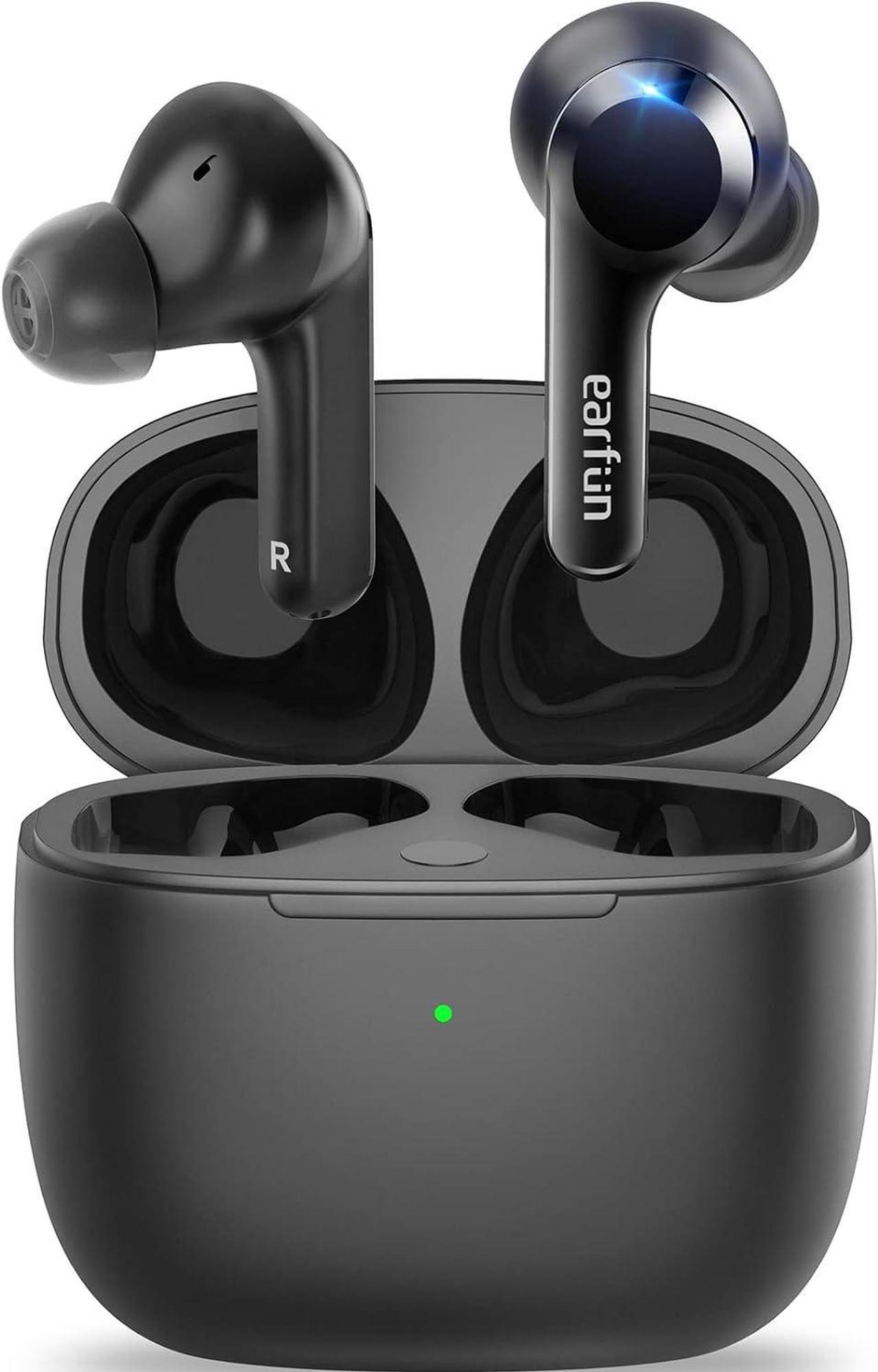 EarFun® Air Wireless Earbuds, [Upgraded Version] [What Hi-Fi Awards] Bluetooth Earbuds with 4 Mics, Sweatshield IPX7 Waterproof, Game Mode, Wireless Charging, Deep Bass, 35H Playtime, IPX7 Waterproof