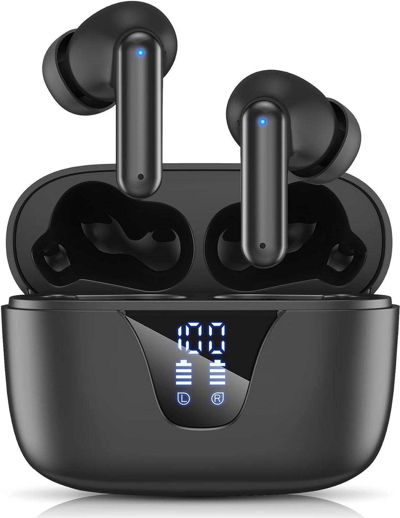 Wireless Earbuds, Bluetooth 5.3 Headphones 50H Playtime with LED Digital Display Charging Case, IPX5 Waterproof HiFi Stereo Earphones with Mic for Android iOS Cell Phone Computer Laptop Sports