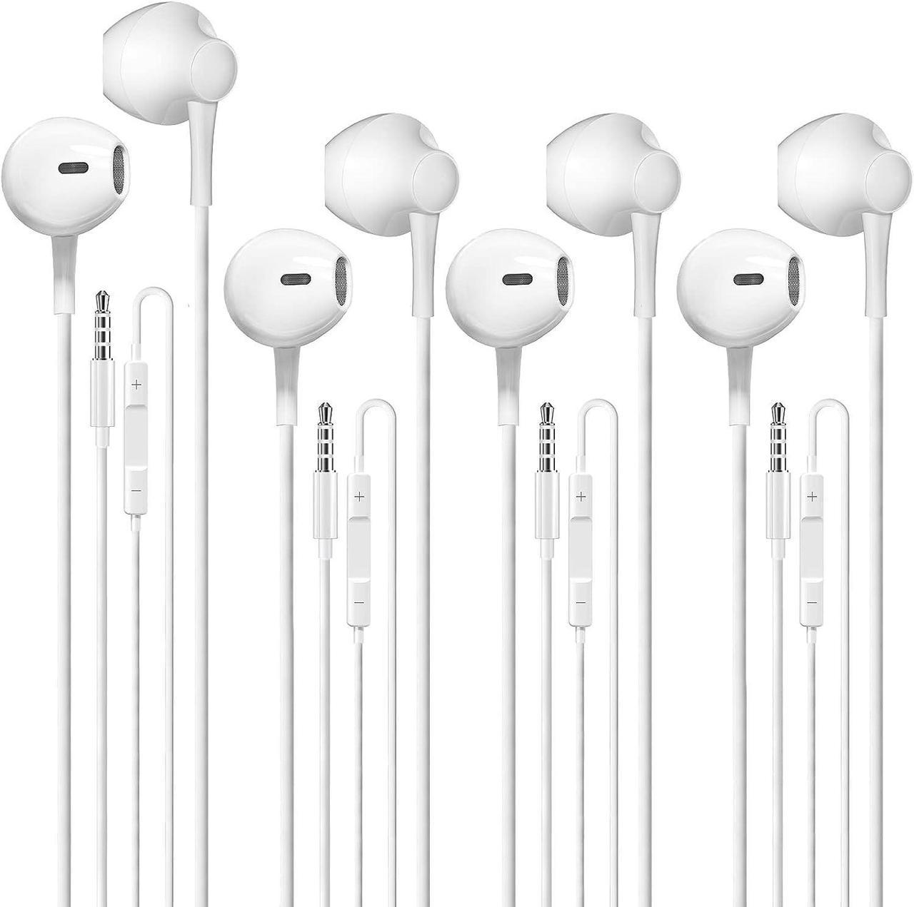 4 Pack 3.5mm Wired Headphones with Microphone and 3.5mm Jack for Android PhonesiPhone  ipad and Computers in HomeSchool and Airplane