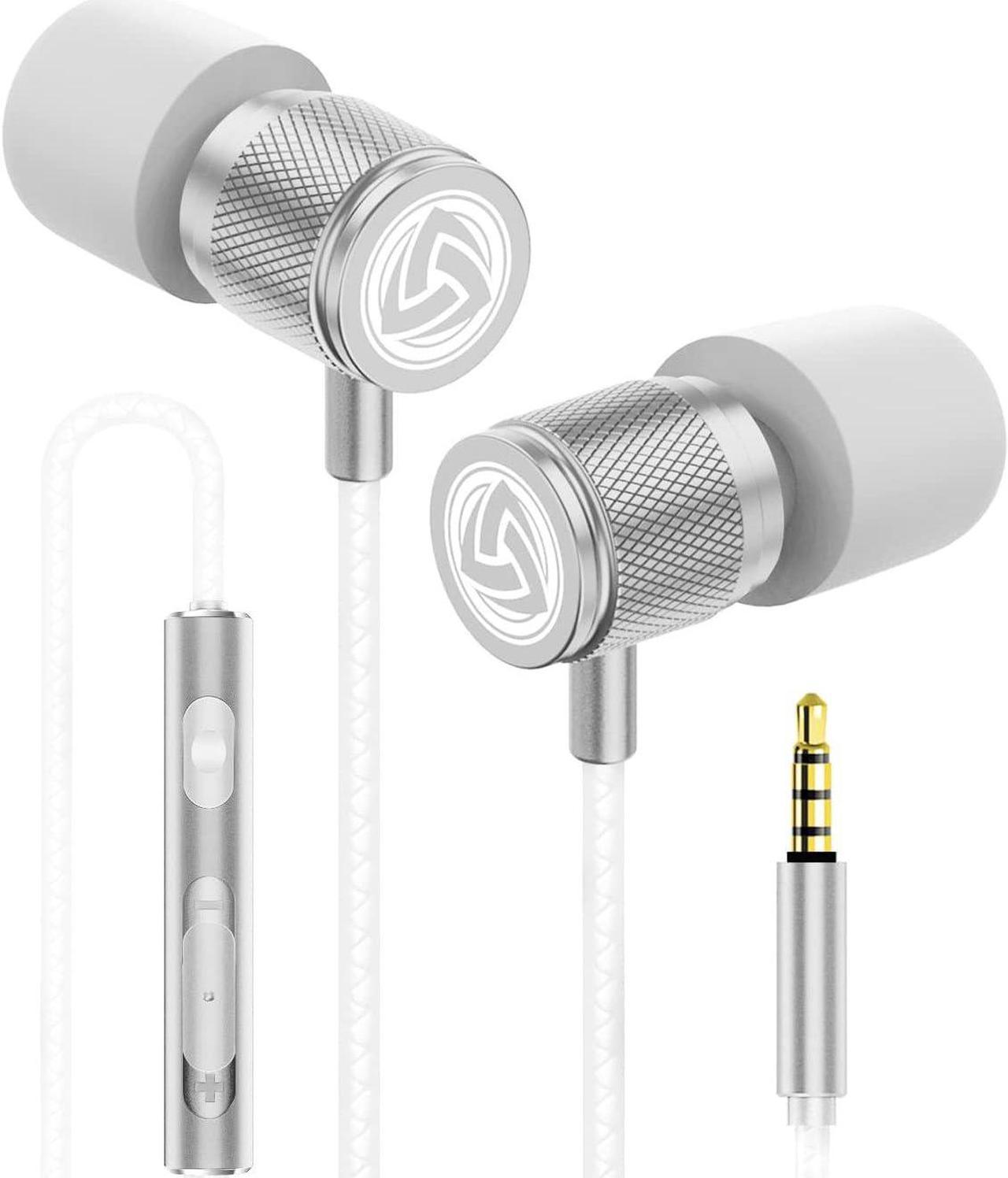 LUDOS Ultra Wired Earbuds in-Ear Headphones, Earphones with Microphone and Volume Control, Memory Foam, Reinforced Cable, Noise Isolating, Bass Compatible with iPhone, iPad, Samsung, Computer, Laptop