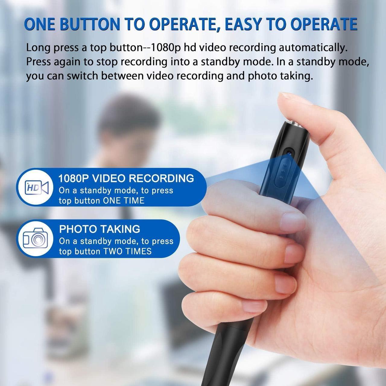 Mini Pen Camera 1080P HD Recording 2.5Hrs with 32 GB SD Card- 2 in 1 Spy Pen Camera- Hidden Camera Pen - Mini Body Camera, Spy Camera with Small Camera Spy Gadgets for Business and Conference