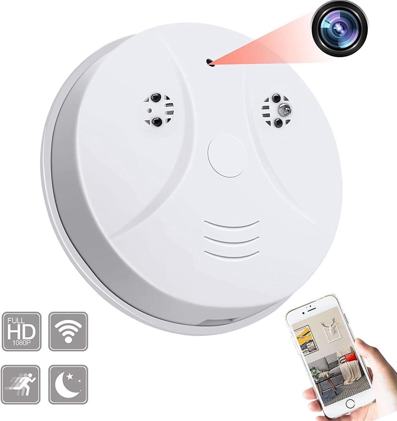 Hidden Camera Smoke Detector 1080P HD Nanny Cam WiFi (2.4G only) Remote View with Night Vision Motion Detection Indoor Security Monitoring