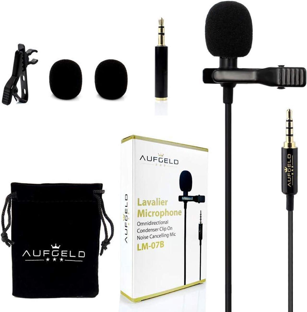 Professional Lavalier Lapel Microphone Omnidirectional Condenser Microphone Compatible with iPhone Android Windows Smartphones Clip On Interview Video Voice Podcast Noise Cancelling Mic Vlogger