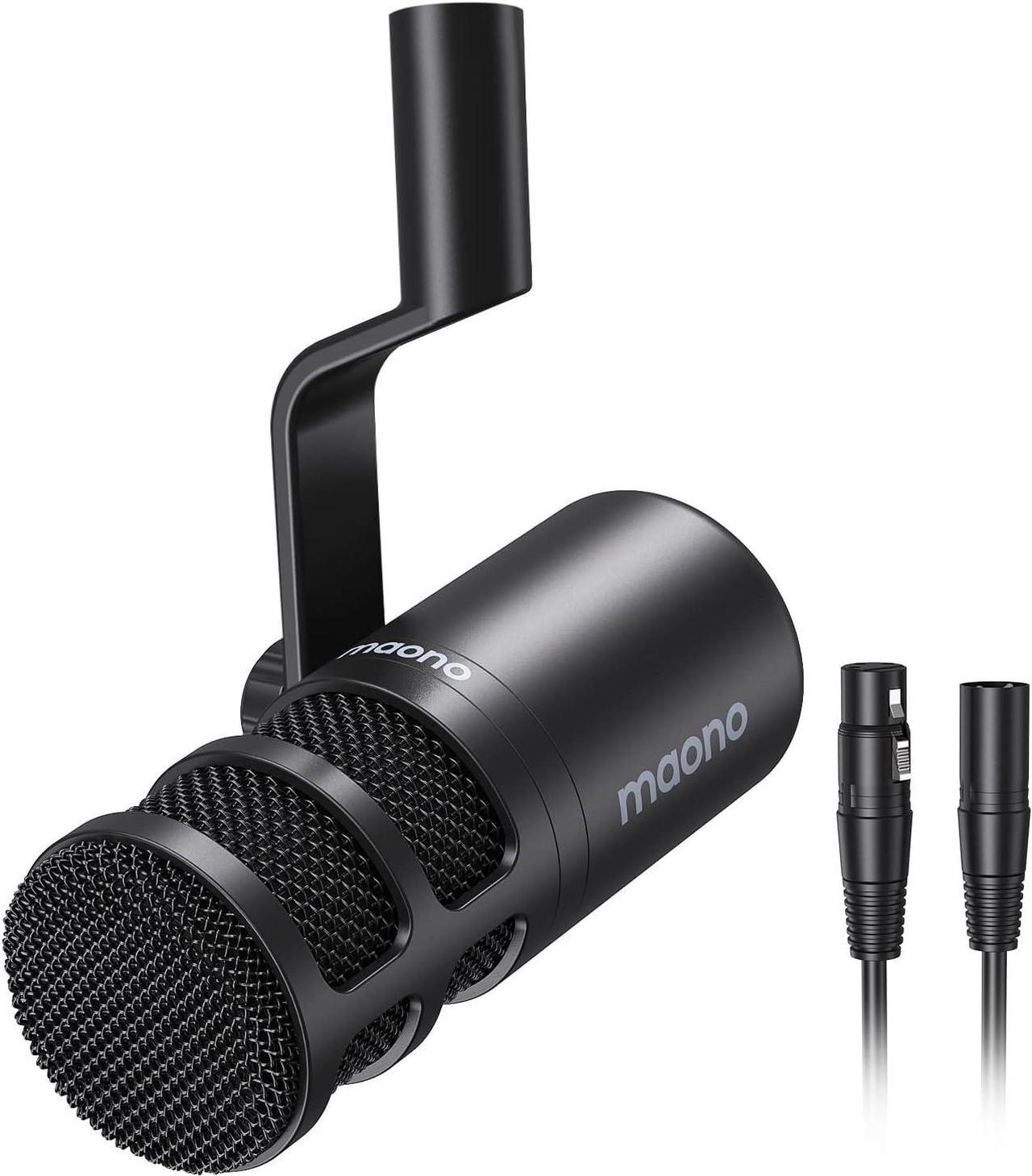 MAONO XLR Dynamic Microphone, Studio Podcast Cardioid Mic for Live Streaming, Vocal, Recording, Voice-Over, Voice Isolation Technology, Metal Mic, Works for Audio Interface, Mixer, Sound Card (PD100)