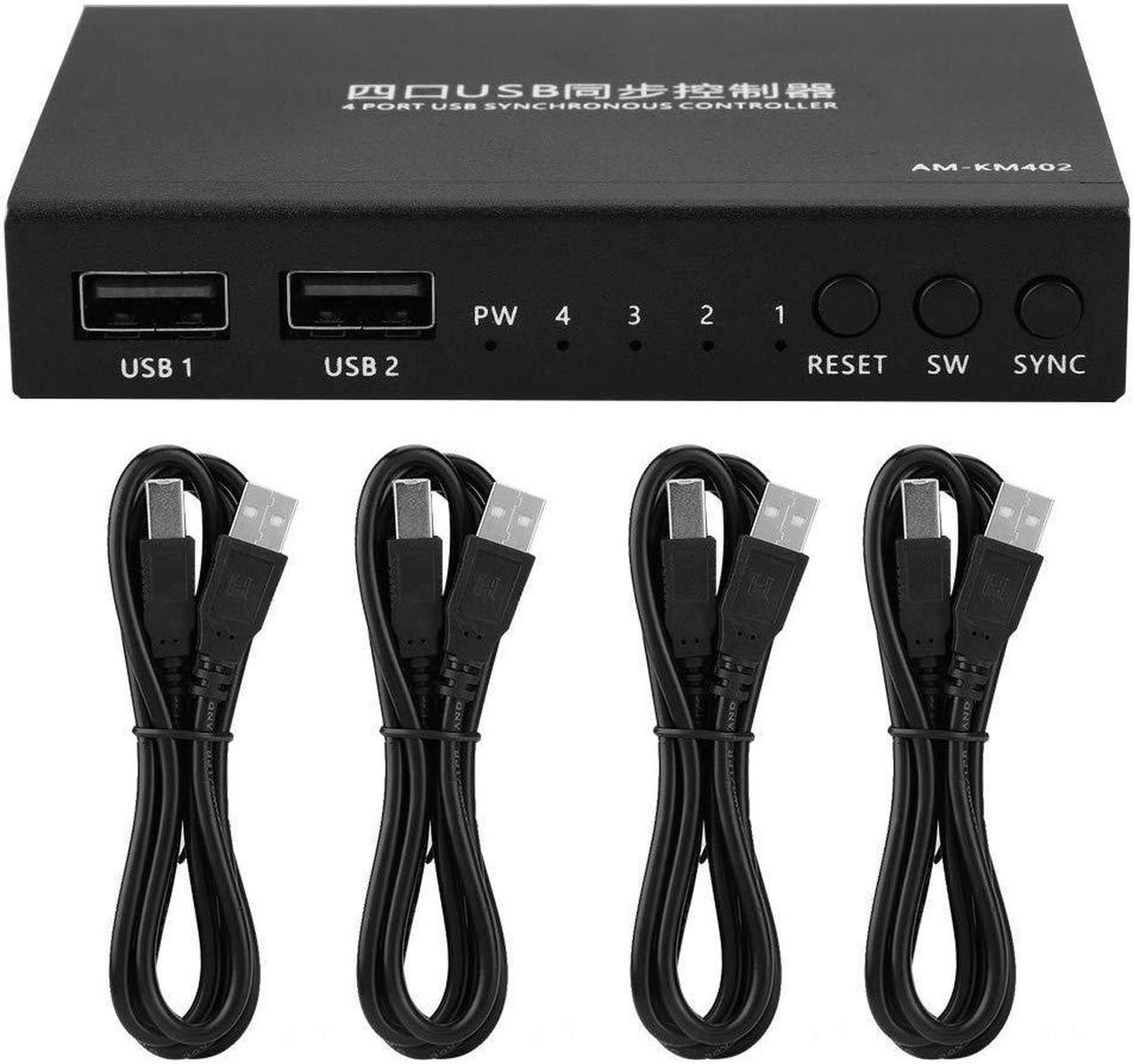 4 Port Smart KVM Switch USB Keyboard Mouse Synchronizer Controller, Plug and Play Support for MAC, for Windows, for Linux and Other Systems