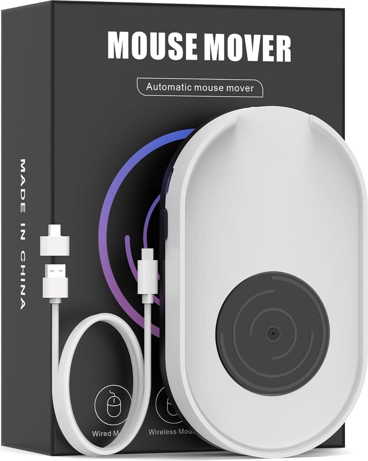 Jerryrun Mouse Jiggler, Undetectable Mouse Mover Device Wiggler Shaker with Drive Free USB Cable and USB C to USB Adapter, Moves Mouse Automatically, Keep PC Screen Active, White