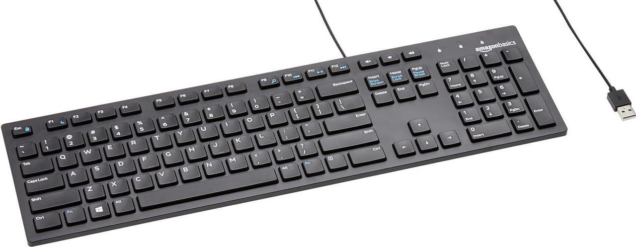 Basics Matte Black Wired Keyboard, US QWERTY Layout