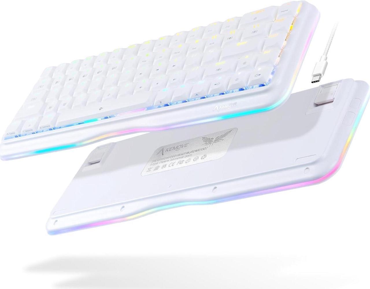 KEMOVE K68se Wired 60% Gaming Mechanical Keyboard RGB Backlit/Lighting Strip,Clicky Blue Switch,DSA Profile PBT Keycaps Windows and Mac Compatible,White