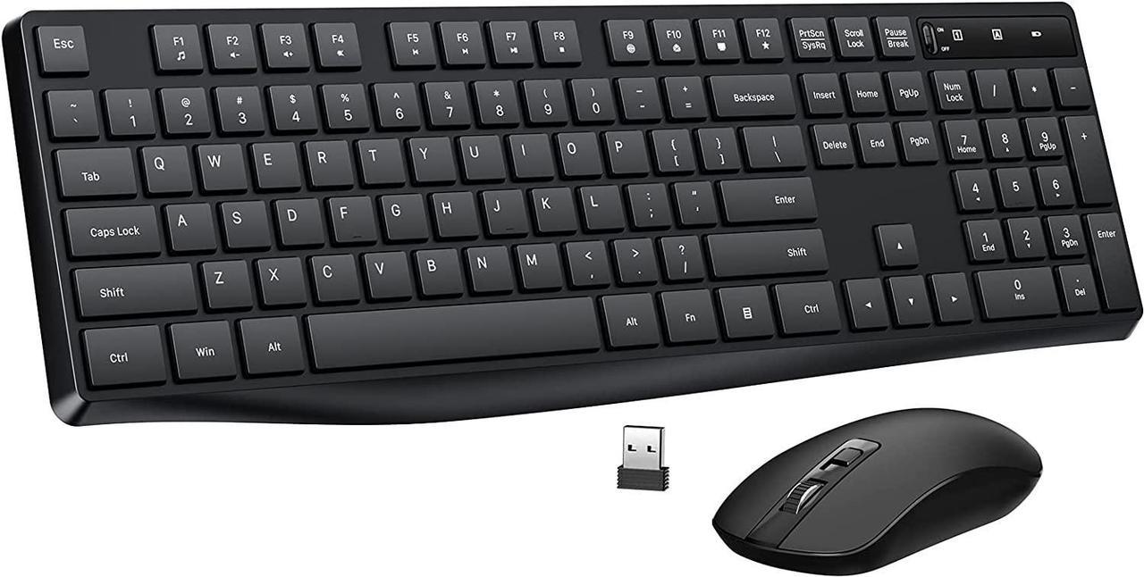 Wireless Keyboard and Mouse Combo, Lovaky 2.4G Full-Sized Ergonomic Keyboard Mouse, 3 DPI Adjustable Cordless USB Keyboard and Mouse, Quite Click for Computer/Laptop/Windows/Mac