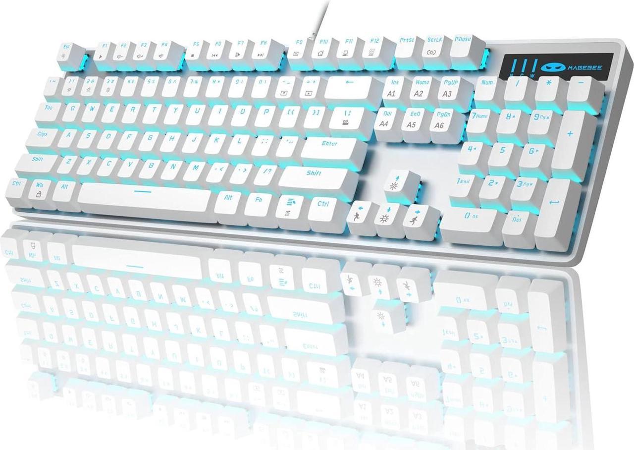 Gaming Keyboard USB Wired Keyboard,MageGee New Mechanical Storm Adjustable Backlight Keyboard Splash-Proof Ideal for PC/Laptop/MAC Game (White)