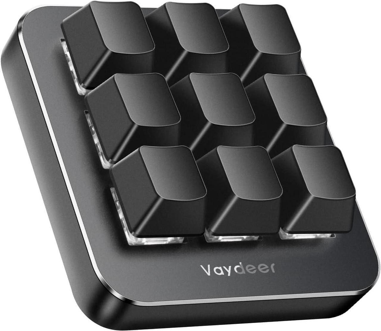 VAYDEER One-Handed Mechanical Keyboard with 9 Fully Programmable Keys, Support NKRO,Hotkeys,One-Click Start,Floating Window and Macro Multifunctional Keypad Compatible with iOS,Windows