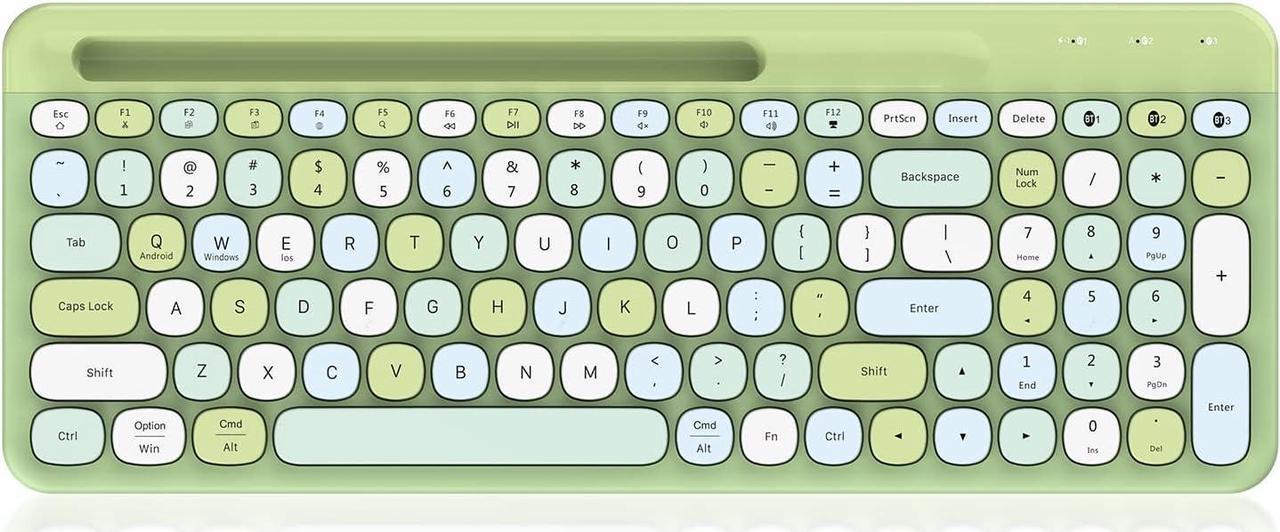 PINKCAT Colorful Computer Portable Bluetooth Keyboard, Wireless Mini Compact Retro Typewriter Flexible 84Keys Keyboard Design for Laptop, PC, Notebook, MacBook, iPhone, iPad, Smart TV - Green