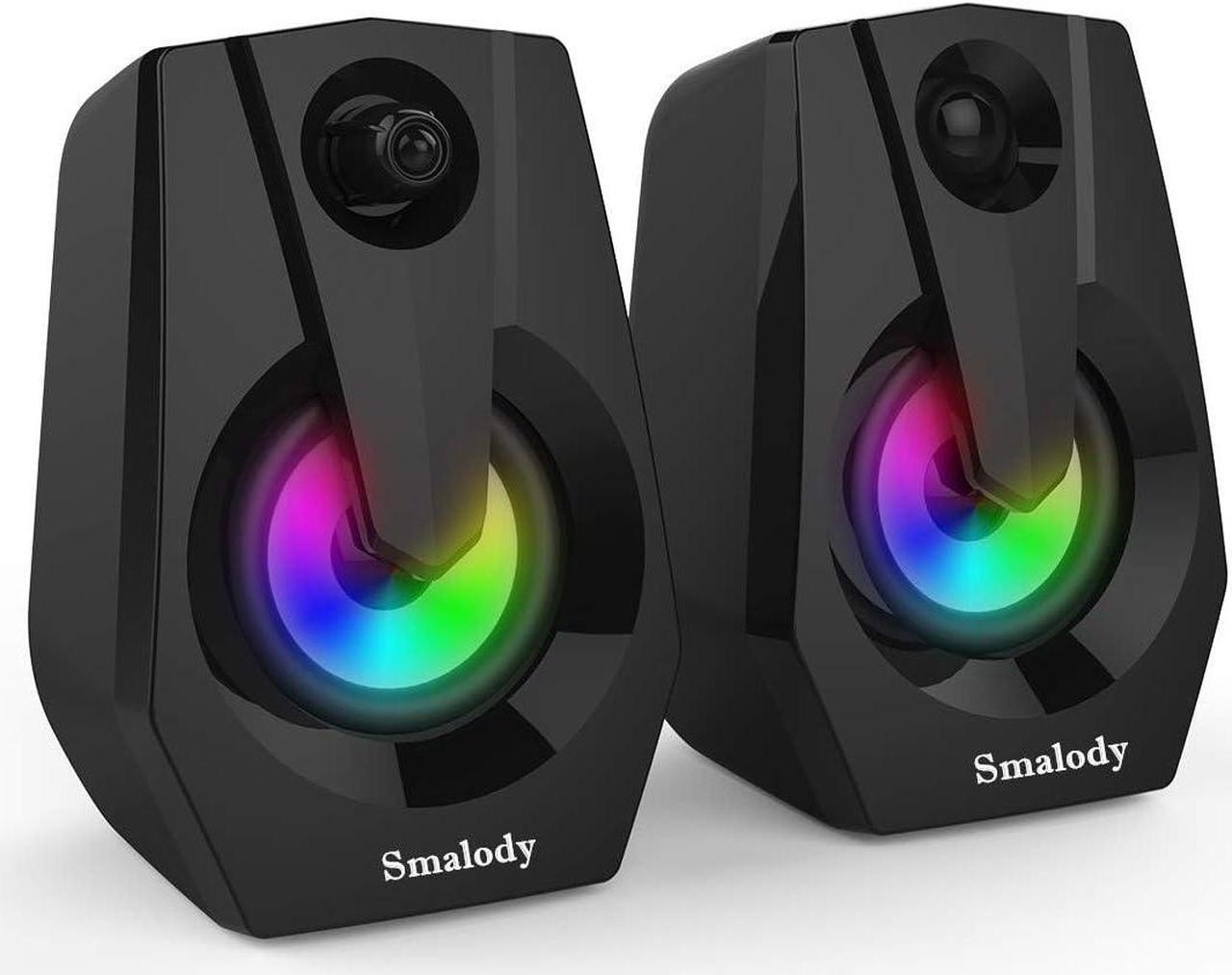 Computer Speakers,Smalody Stereo 2.0 PC Speakers with LED Light, Volume Control Powered by USB,Wire Gaming Speaker for Laptop Desktop Smartphones