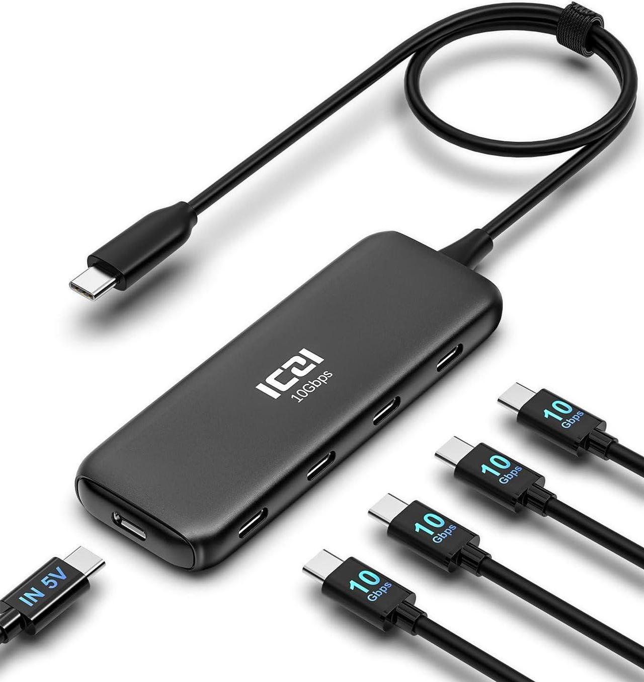 10Gbps USB C Hub ICZI 4-Port USB 3.2 GEN 2 USB C Splitter Hub with 40cm Long Cable, 5V Power Supply USB-C Adapter for MacBook Pro/Air, Surface Pro, iPad Pro,etc.