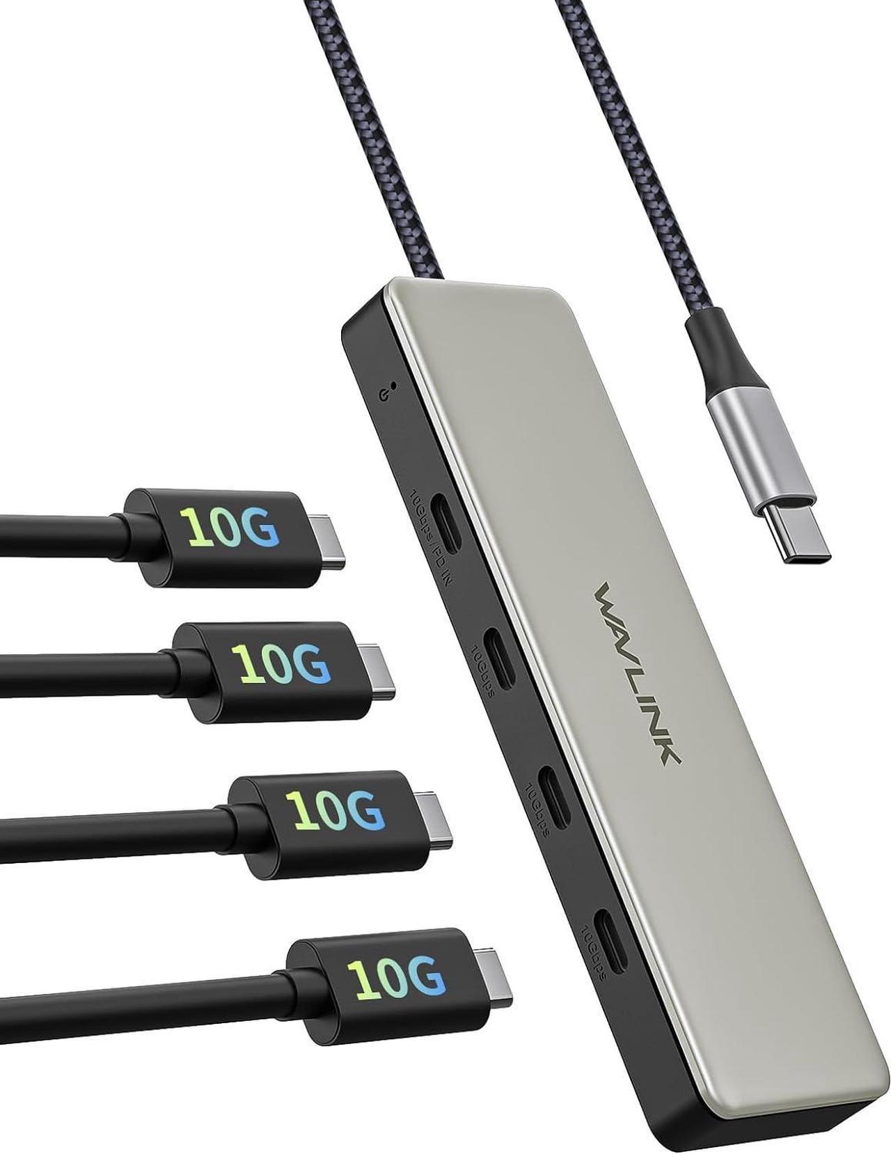 WAVLINK USB C Hub 10Gbps, 4 Ports USB C 3.2 Gen 2 Hub, 4-in-1 10Gbps USB C Splitter, Type C Hub Expander, Compatible with MacBook, Chromebook, Dell, iMac, iPad, Android and More