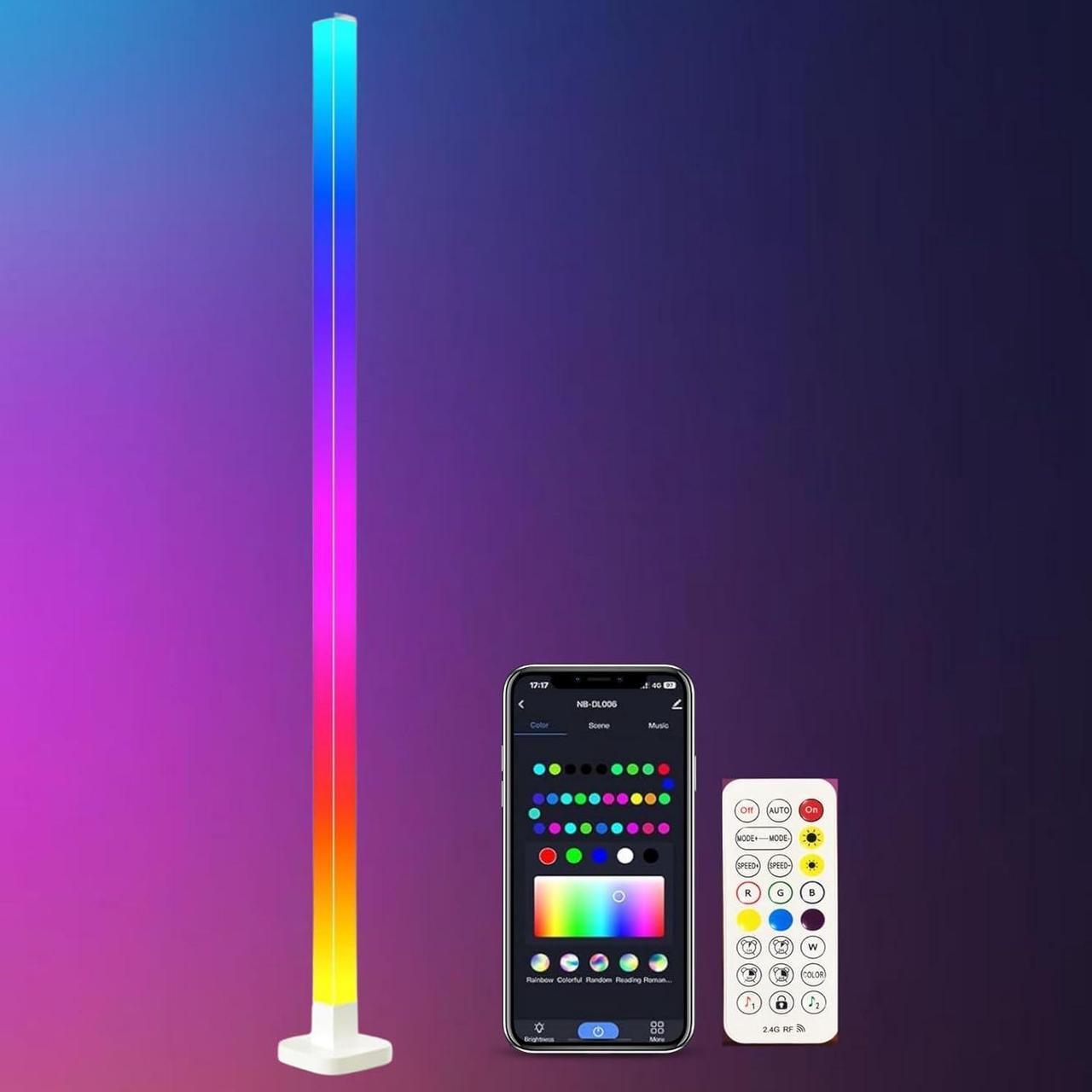 Floor Lamps, Corner Floor Lamp, Smart RGB Corner Lamp with App and Remote Control& Alexa, Music Sync&16 Million DIY Colors, Color Changing Standing Lamp for Christmas Bedroom Living Room