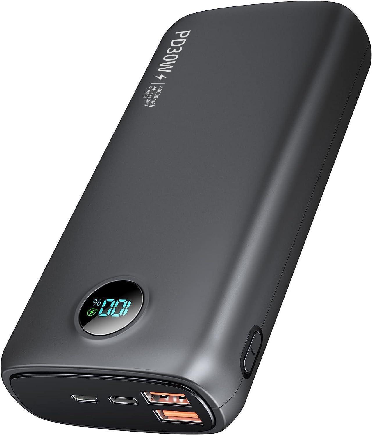 Portable-Charger-Power-Bank - 40000mAh Power Bank PD 30W and QC 4.0(Dark Black)