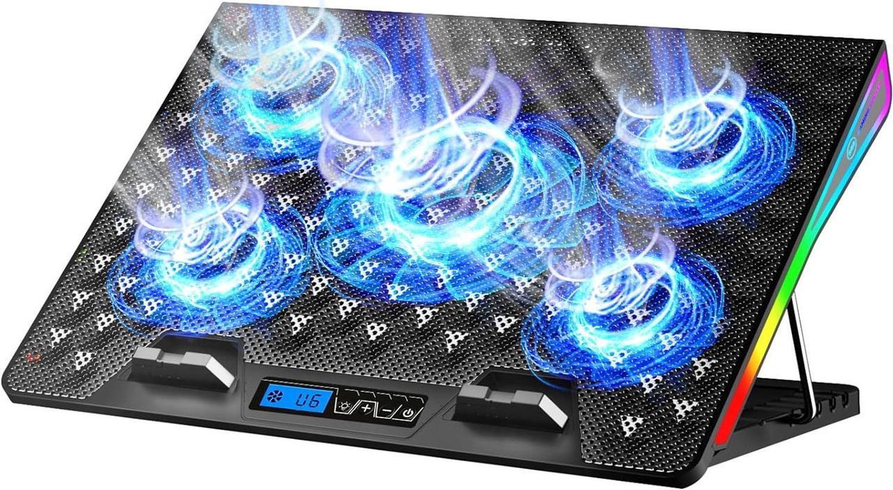 AICHESON Gaming Laptop Cooling Pad, RGB Computer Cooler Pads, 5 Coolings Fans for 15.6-18 Inch Laptops, PC Notebook Heat Dissipation, AA2