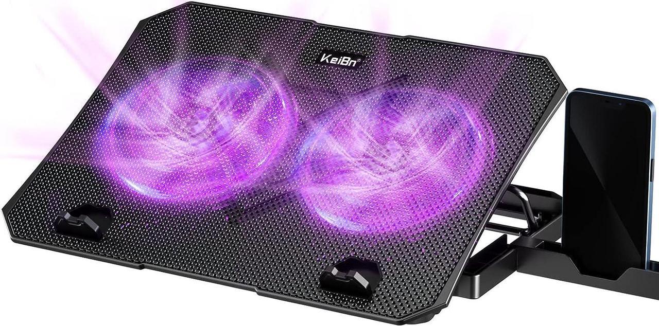 2024 Upgrade Laptop Cooling Pad, KeiBn Laptop Cooler 2 Fans for 10-15.6 Inch Laptops, 5 Height Stands, 2 USB Ports (S039-Purple)