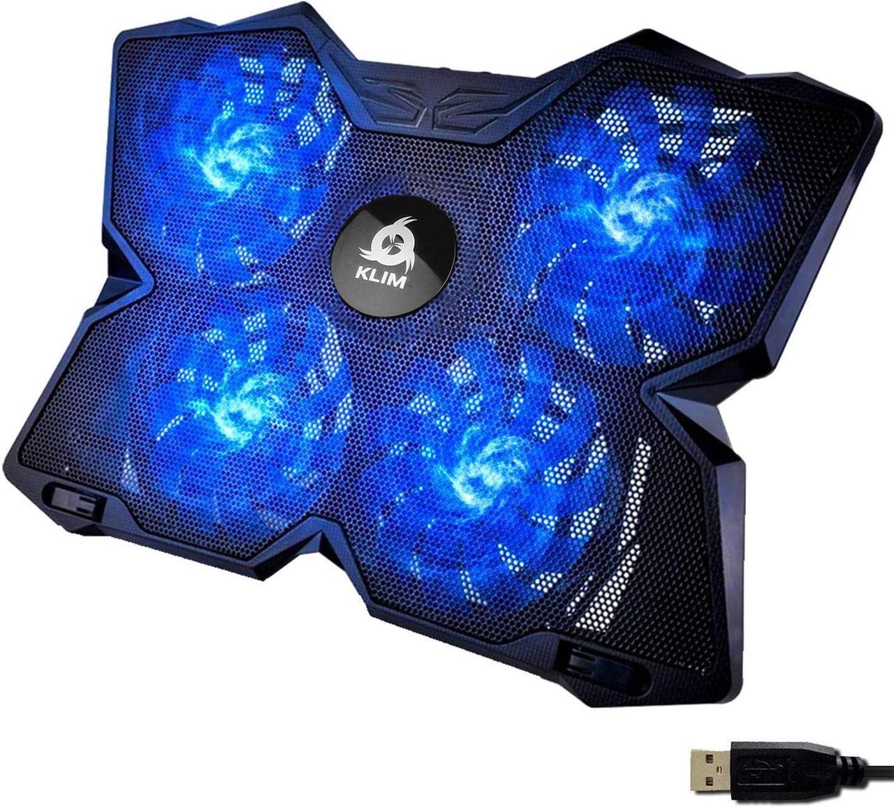 KLIM Wind Laptop Cooling Pad - More Than 500 000 Units Sold - New 2024 - The Most Powerful Rapid Action Cooling Fan - Laptop Stand with 4 Cooling Fans at 1200 RPM - USB Fan - PS5 PS4 - Blue