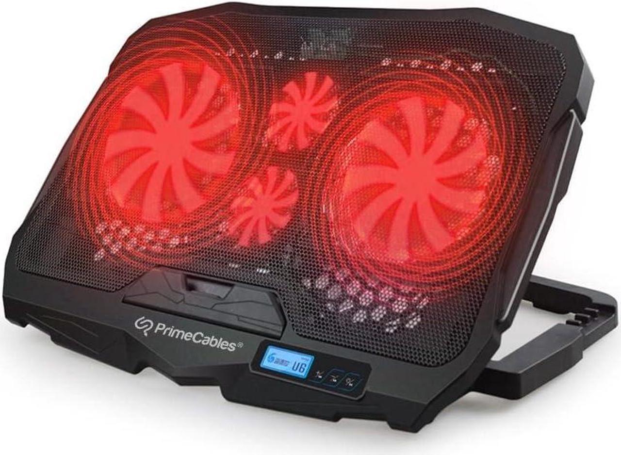 PrimeCables Laptop Cooling Pad, Laptop Cooler with Height Adjustable and LED Cooler, Computer Chill Mat with 4 Quiet Fans for 9-17 inch Laptop Gaming-Red