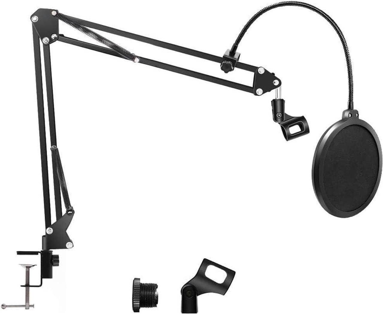 Duramex (TM) Enhanced Stronger Microphone Suspension Boom Scissor Arm Stand with Pop Filter Max Load at 1.5KG