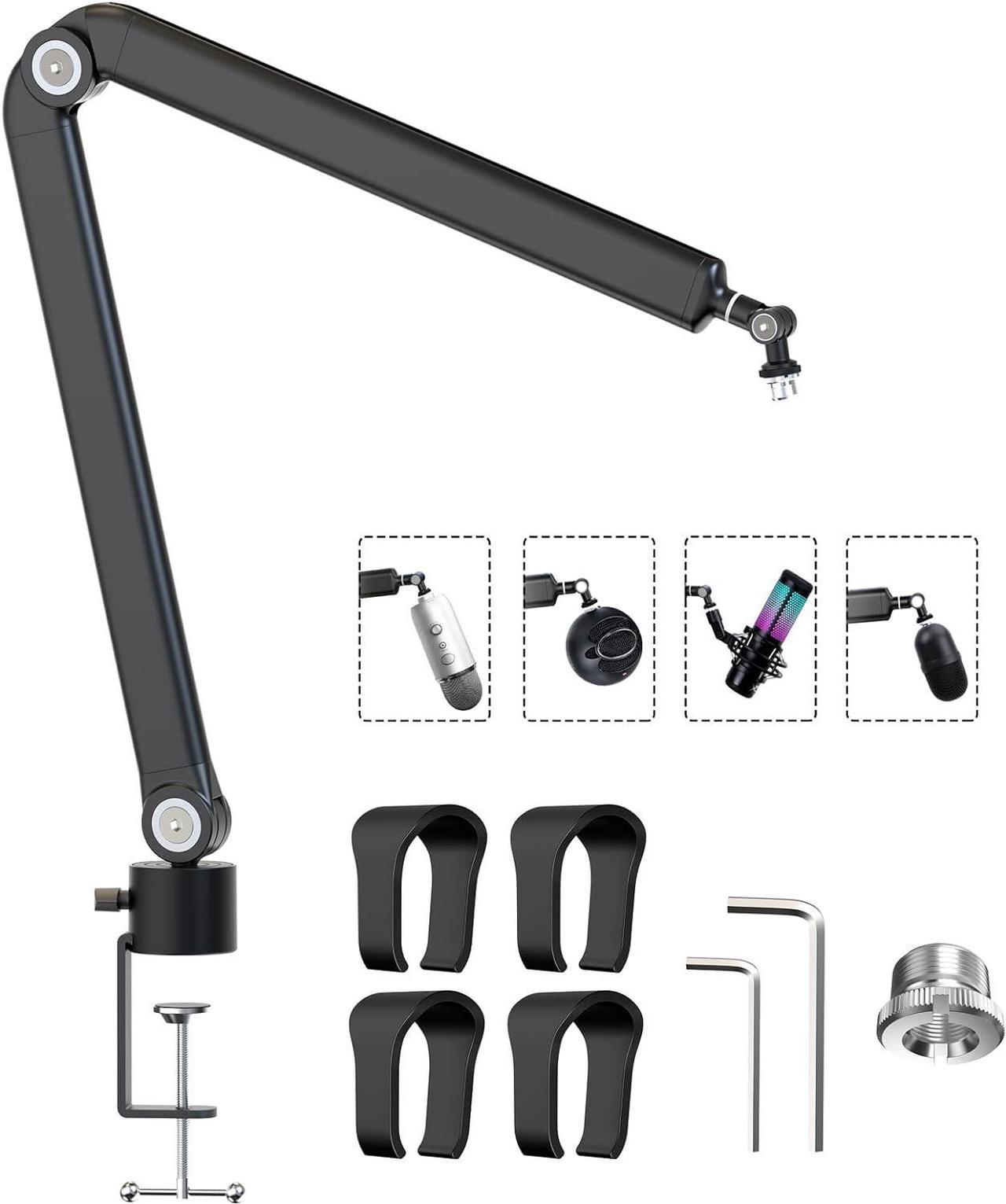 YOUSHARES Universal Boom Arm, Upgraded Mic Arm - Sturdy Stainless Steel Mic Boom Arm for HyperX QuadCast, Blue Yeti, Rode, Razer and other Mic, Mic Stand with 5 Freely Adjustable Joints