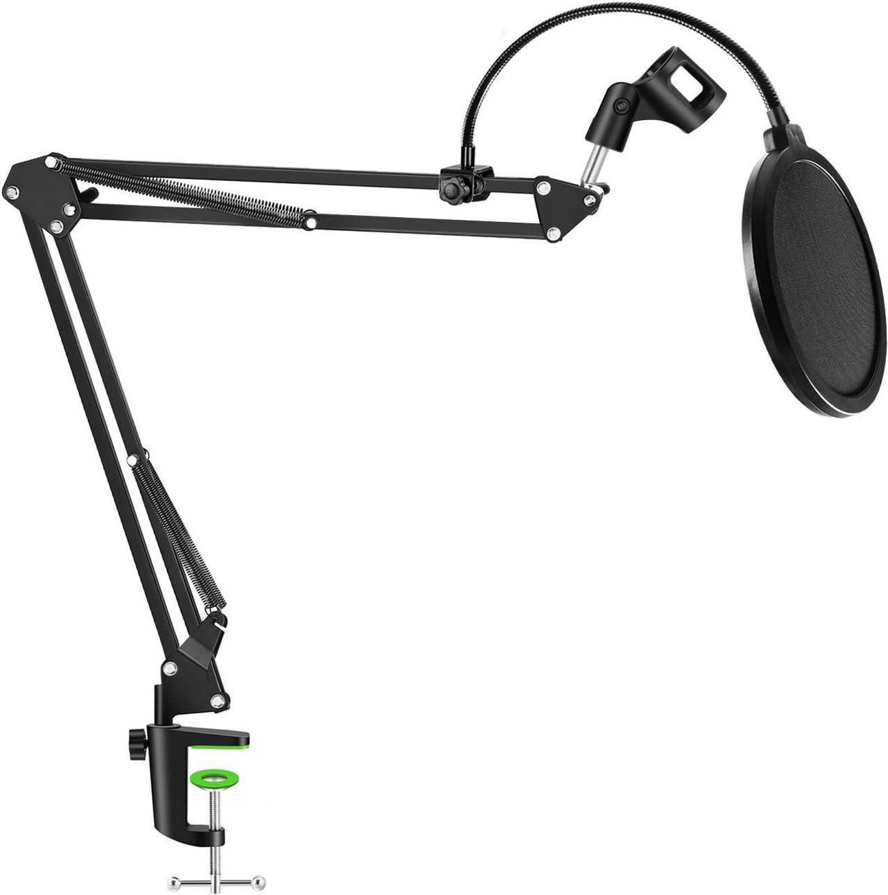 NEUMA Professional Microphone Stand with Pop Filter Heavy Duty Mic Microphone Suspension Scissor Arm Stand and Windscreen Mask Shield for Blue Yeti and Other Mic