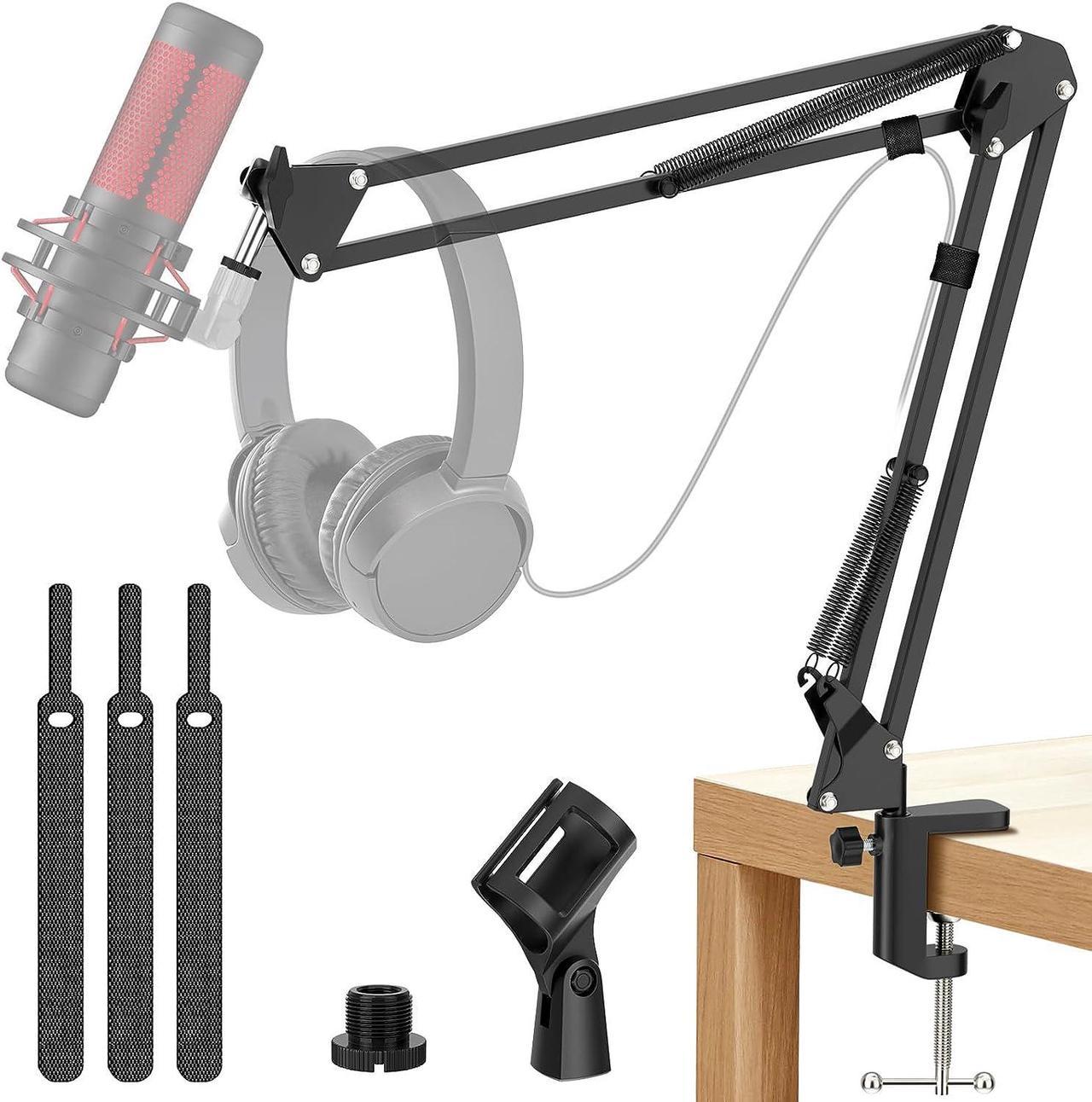 K KASONIC Microphone Stand, Adjustable Microphone Suspension Boom Scissor Arm Stand for Broadcasting Recording, Voice-Over Sound Studio, Stages, Streaming, Singing and TV Stations