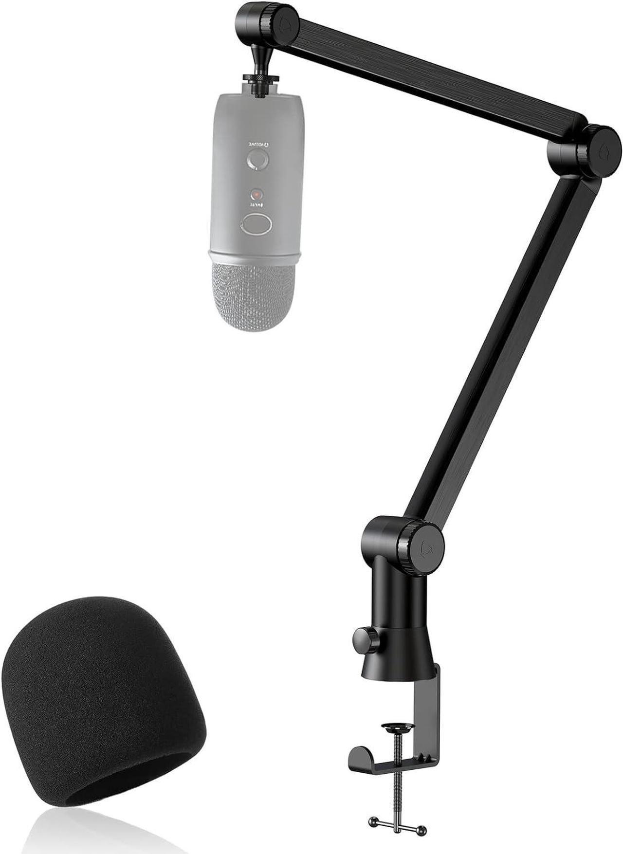 YOUSHARES Blue Yeti Boom Arm with Pop Filter- Premium Mic Arm for Blue Yeti, Heavy Duty Blue Yeti Microphone Arm and Cable Organizer, Ideal for Gaming and Streaming, 360° Rotating Blue Yeti Mic Stand