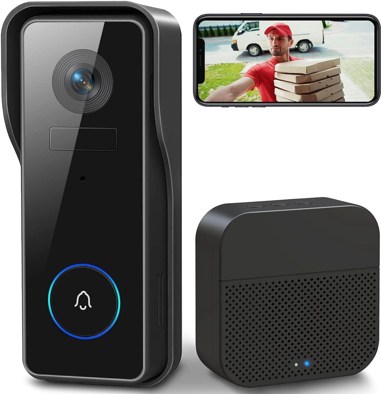 XTU 2K Full HD Smart Video Doorbell - Wireless Chime, Battery Operated Doorbell Camera, Night Vision, 2-Way Audio, PIR Human Detection, Custom Motion Zones, Voice Changer & Voice Message, Supports SD