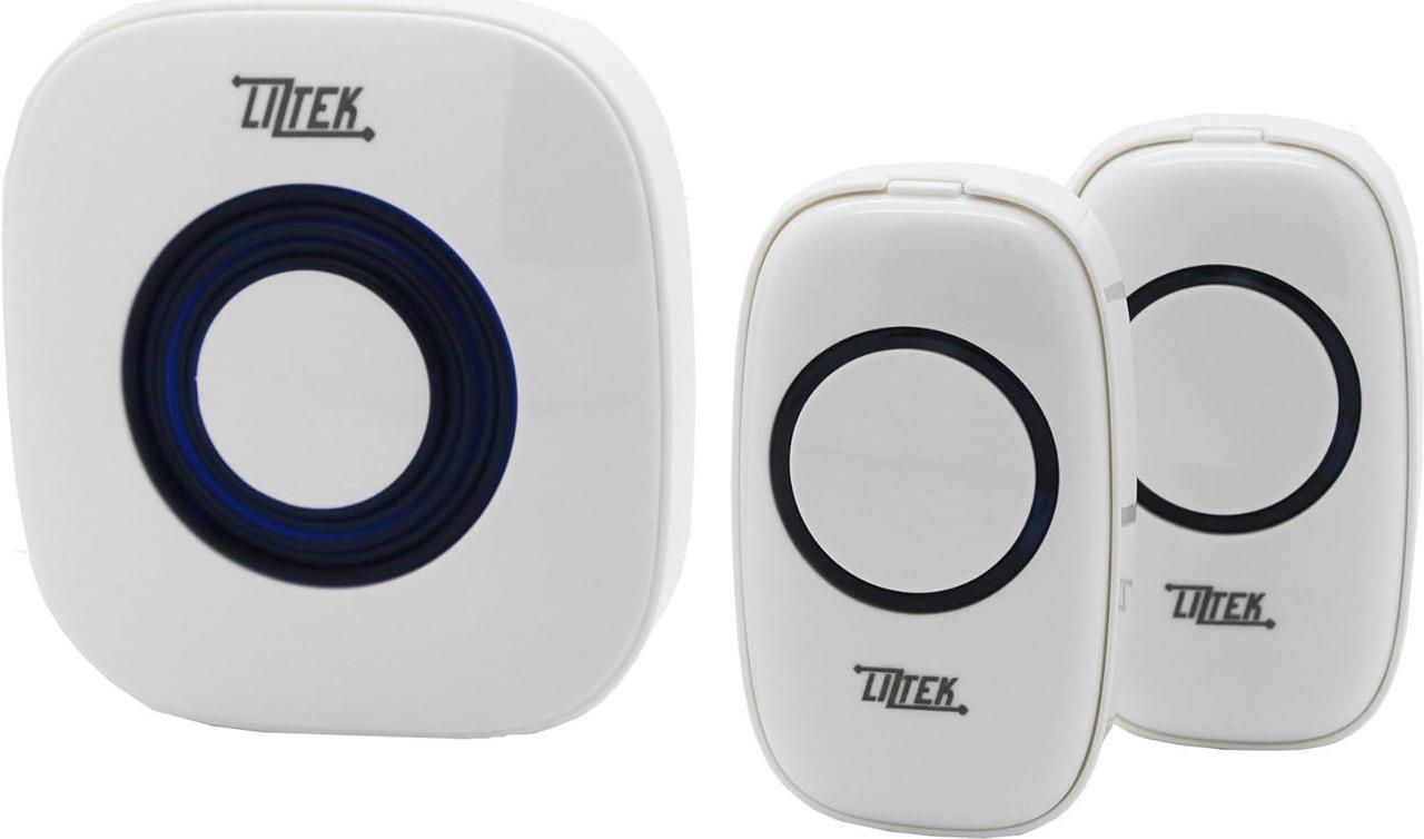 Liztek Portable Wireless Doorbell with 2 Remote Button and 1 Receiver Operating at 1000 feet Range with 52 Wireless door Chimes, Batteries Not Required for Receivers (White)