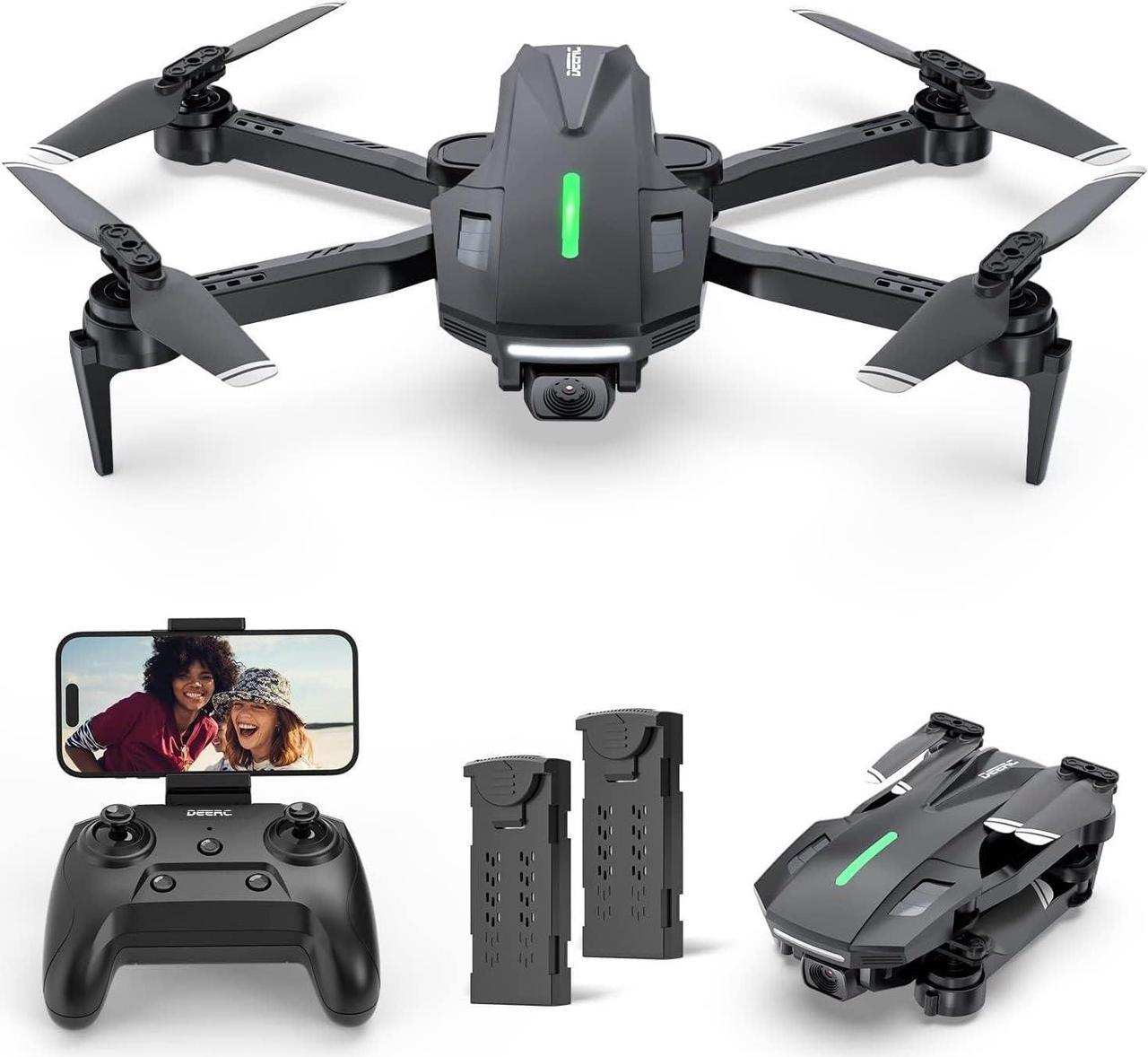 DEERC Drone with Camera, D70 Drones with Camera for Adults 1080P HD, RC Quadcopter for Beginners with 2 Batteries, Kids Toy Easy to Play, Auto Hover, Voice Control, APP Control, 3D Flips