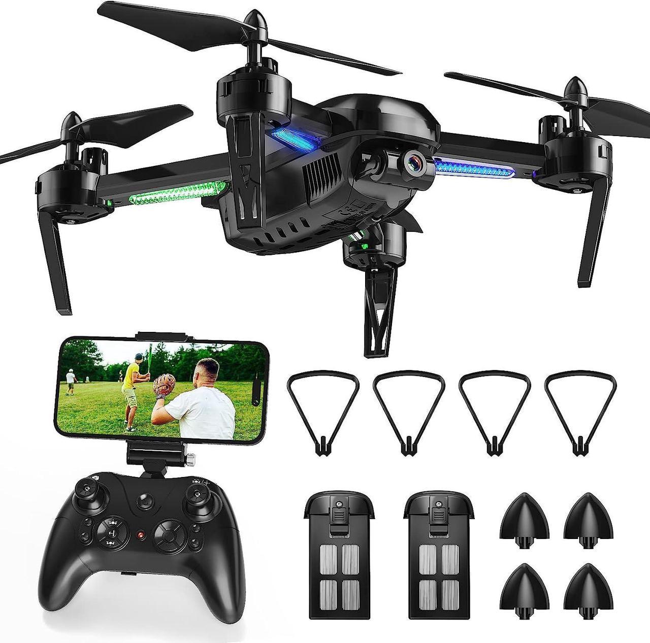 FERIETELF T6 Drone with Camera for Adults, 1080P HD Non-Folding Drone, FPV RC Drone with 30mins Flight/Live Video/ 3D Flip/App Control/One Key Take Off/Landing for Kids Beginners